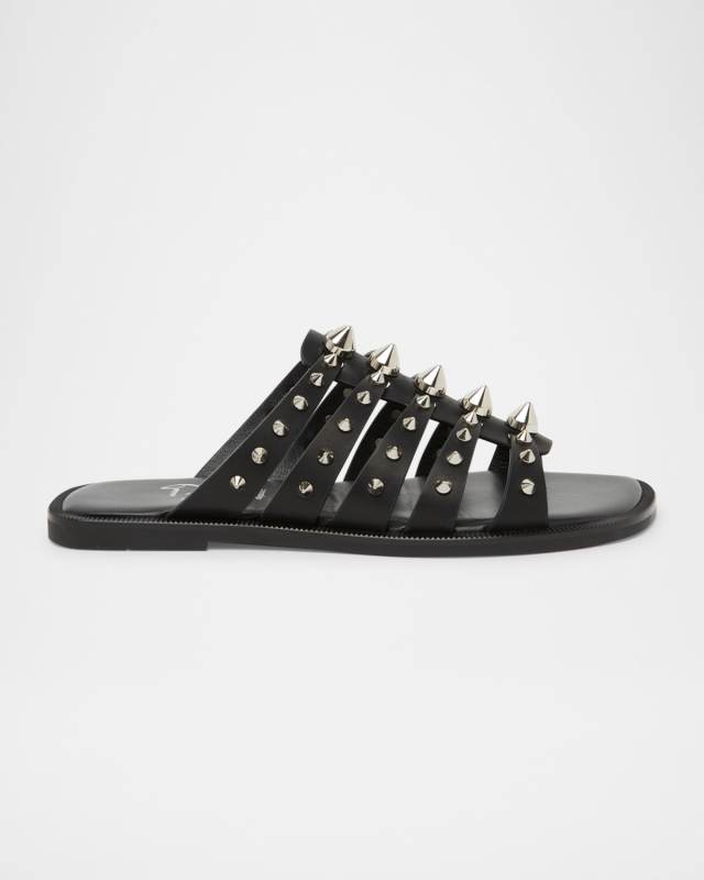 Charja Spike Leather Red Sole Slide Sandals